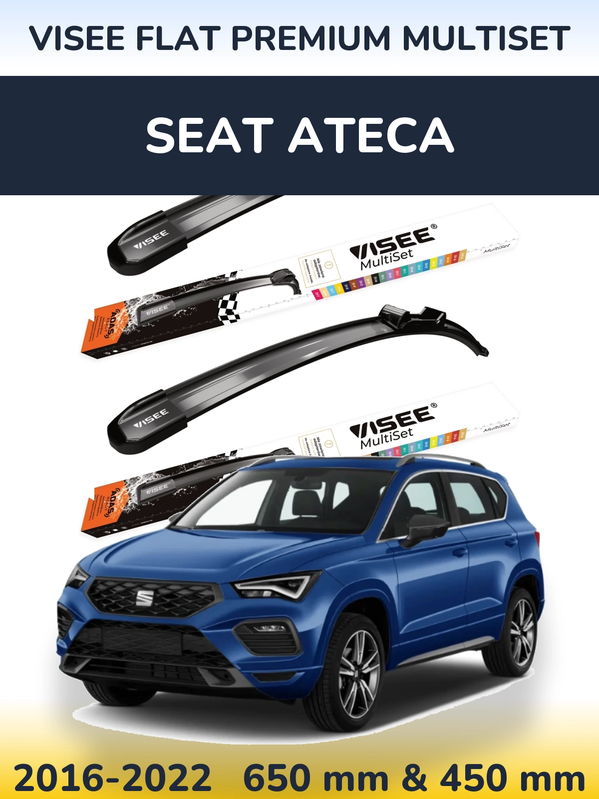 Torkarblad VISEE FLAT PREMIUM MultiSet för SEAT Ateca