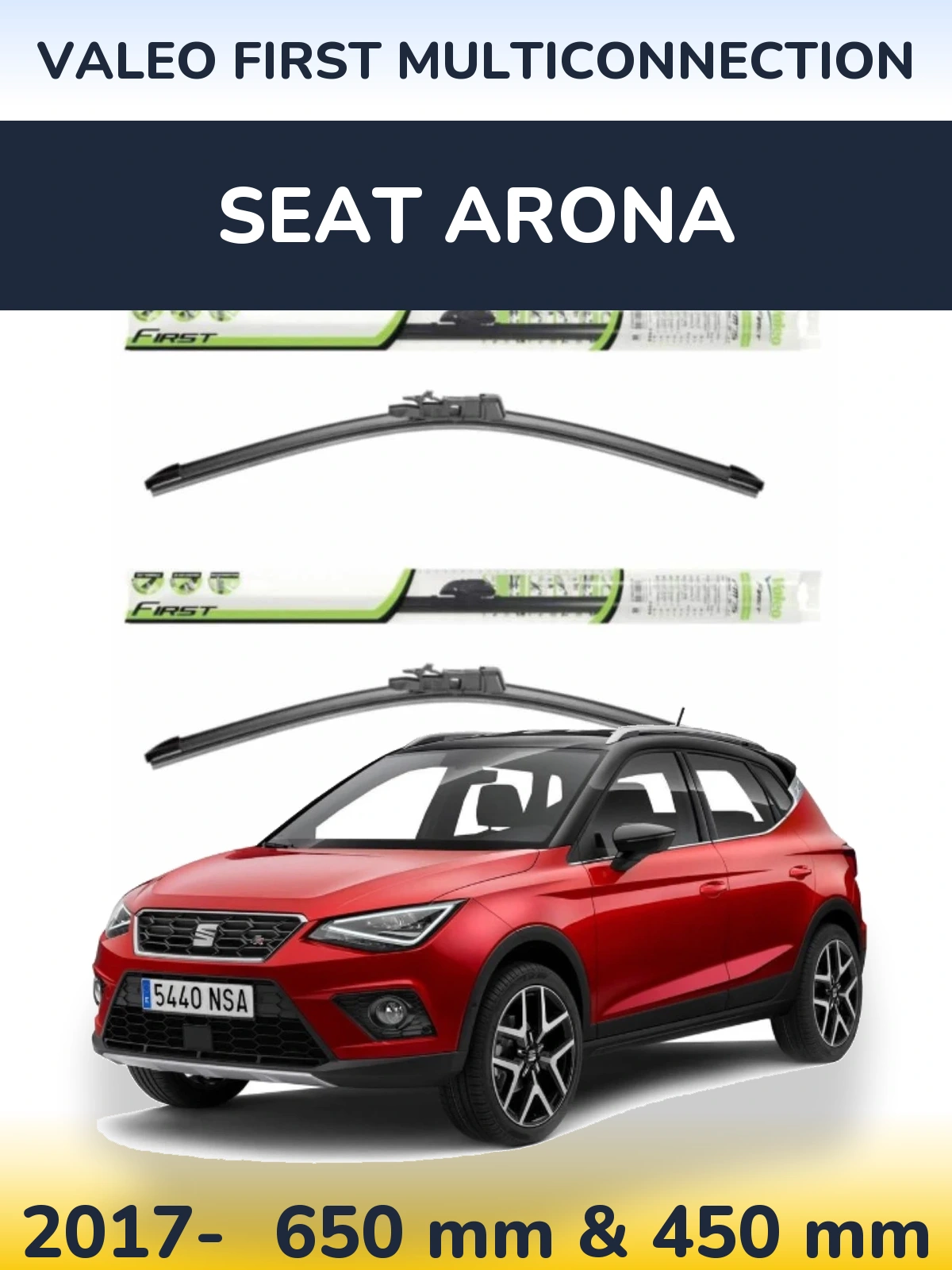 Комплект передніх щіток Valeo First MultiConnection 650 & 450 мм для SEAT Arona 2017-2026