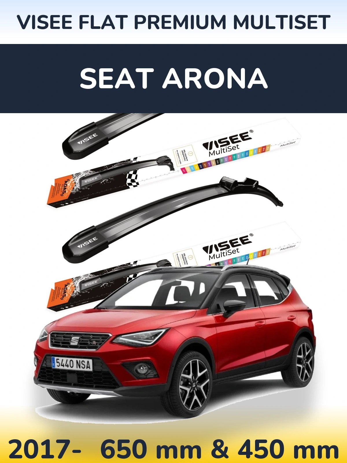 Torkarblad VISEE FLAT PREMIUM MultiSet för SEAT Arona