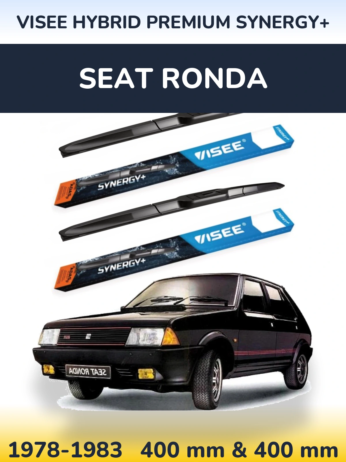 Комплект передніх щіток VISEE HYBRID PREMIUM SYNERGY+ 400 & 400 мм для SEAT Ronda 1978-1983