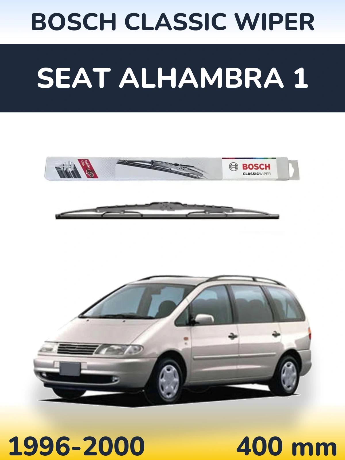 Rear wiper blade BOSCH Classic Wiper 400 mm for SEAT Alhambra 1 1996-2000