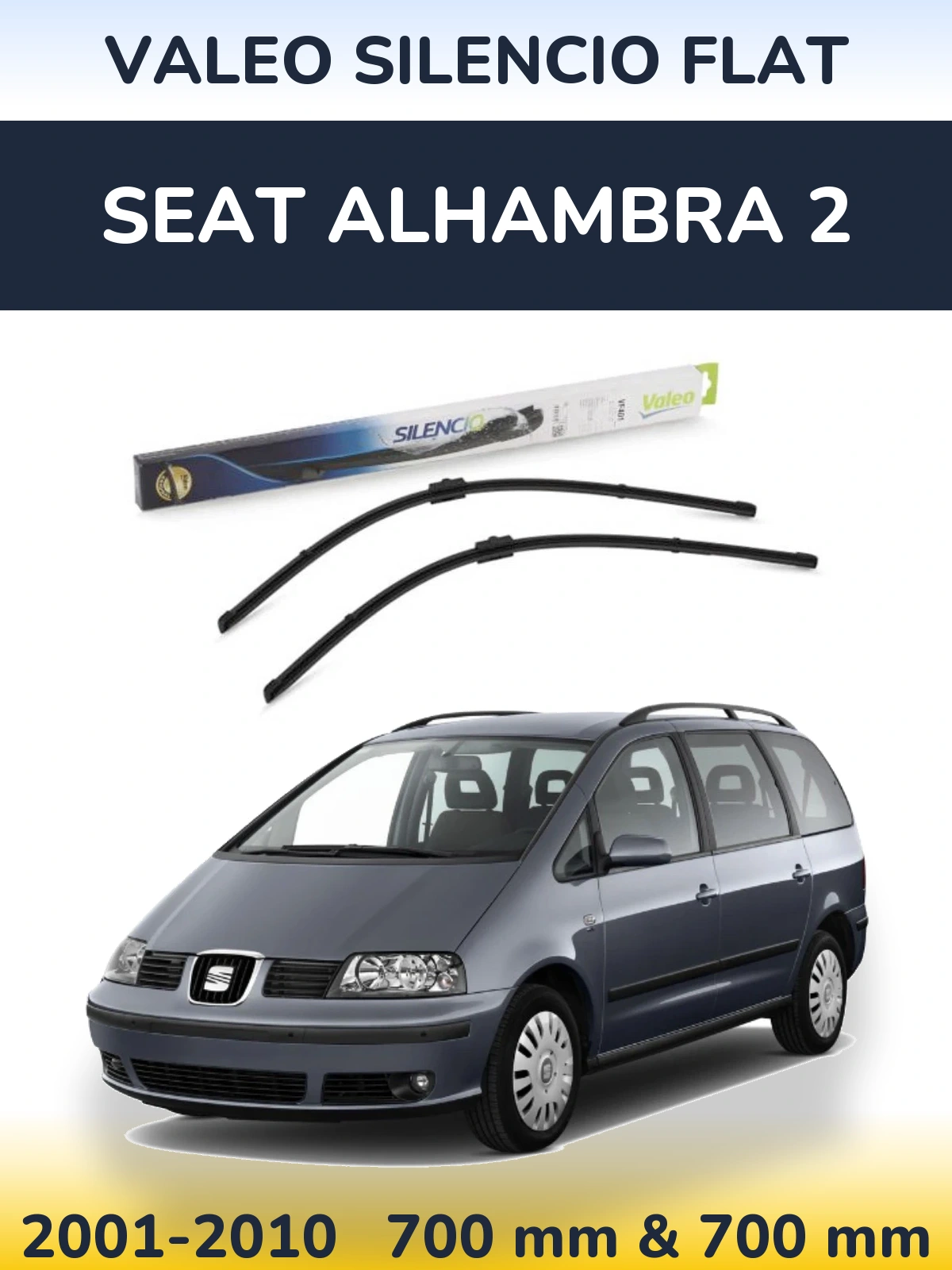 Комплект передніх щіток Valeo Silencio Flat 700 & 700 мм для SEAT Alhambra 2 2001-2010