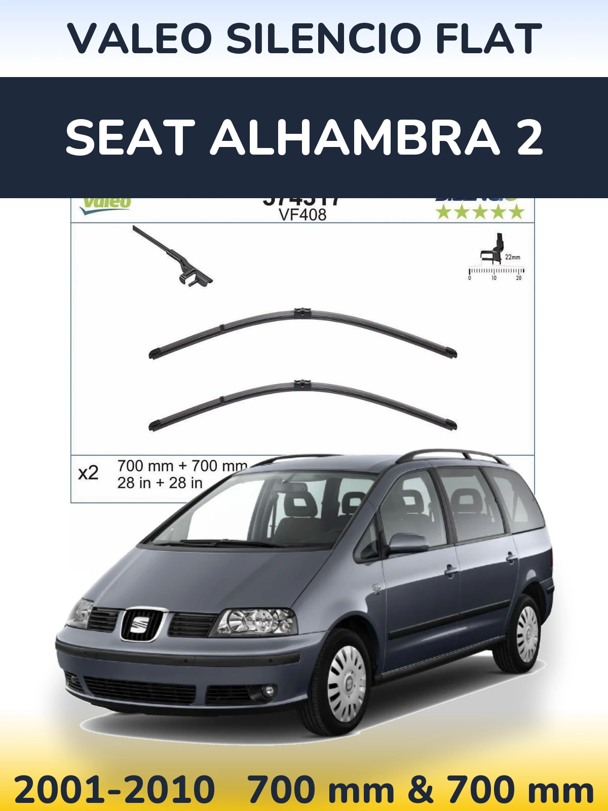 Torkarblad Valeo Silencio Flat för SEAT Alhambra 2