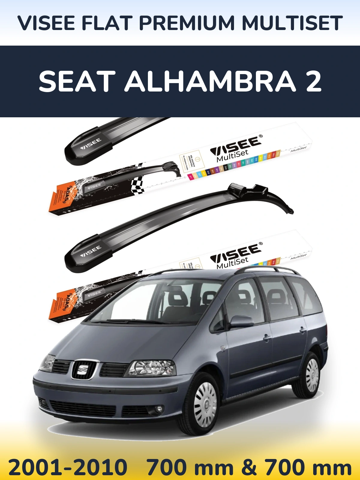 Torkarblad VISEE FLAT PREMIUM MultiSet för SEAT Alhambra 2