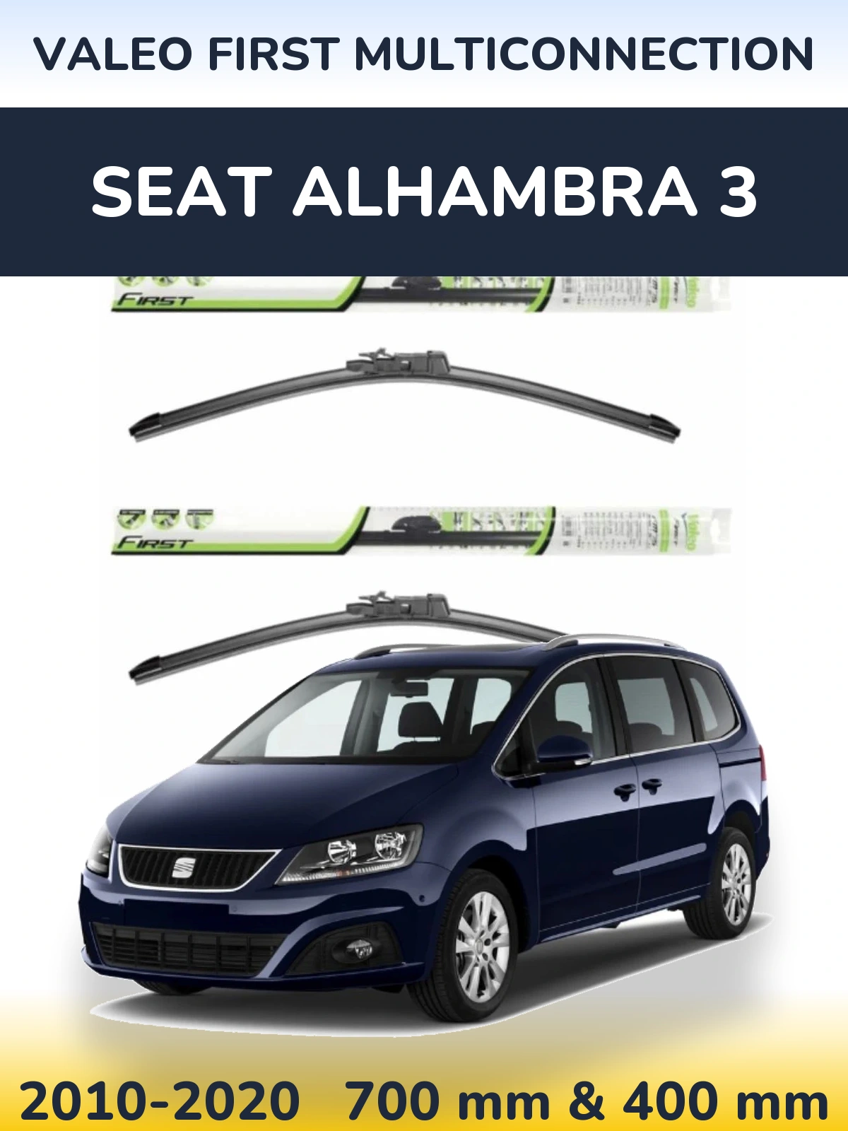 Комплект передніх щіток Valeo First MultiConnection 700 & 400 мм для SEAT Alhambra 3 2010-2020