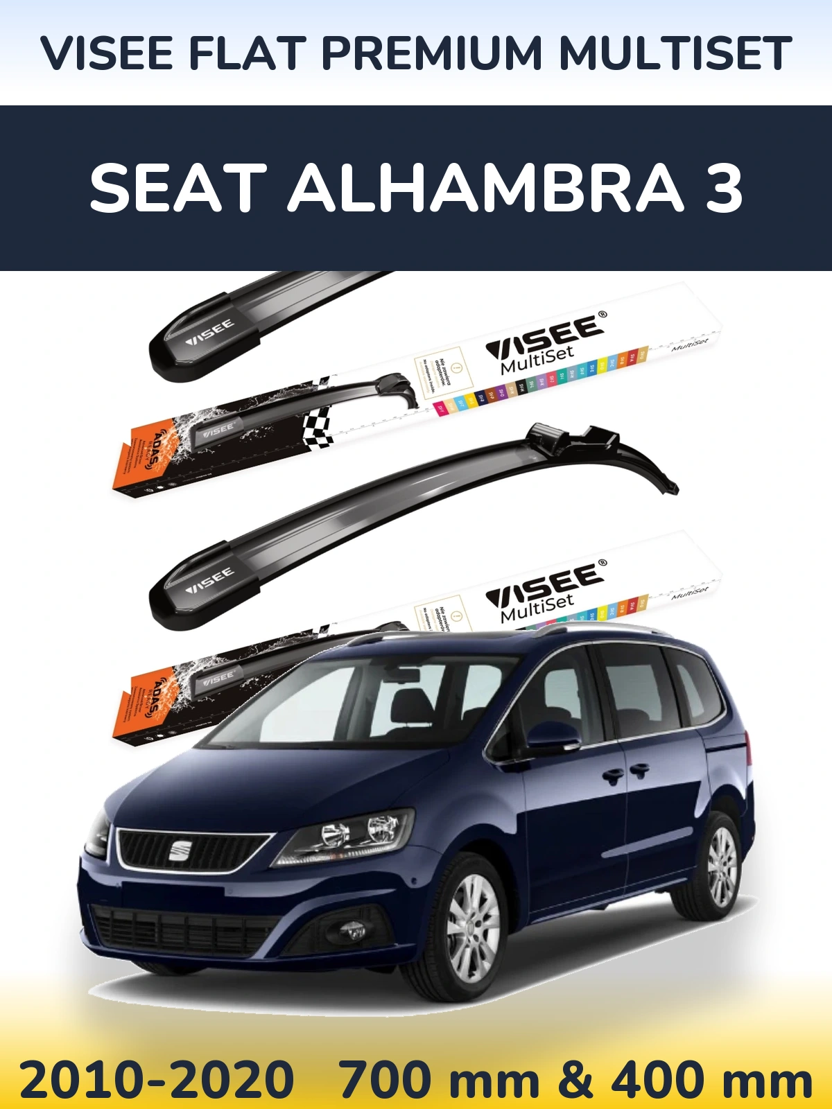 Torkarblad VISEE FLAT PREMIUM MultiSet för SEAT Alhambra 3