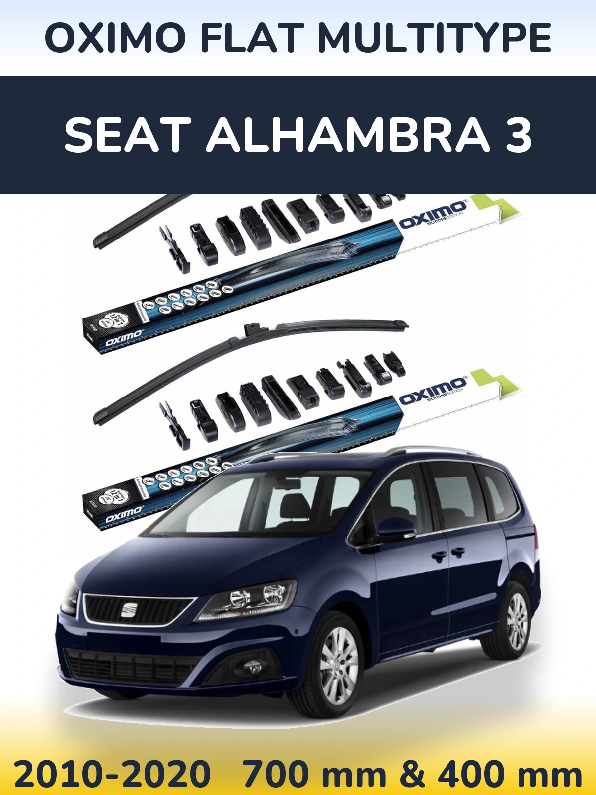 Комплект передних дворников Oximo Flat MultiТипe 700 & 400 мм для SEAT Alhambra 3 2010-2020