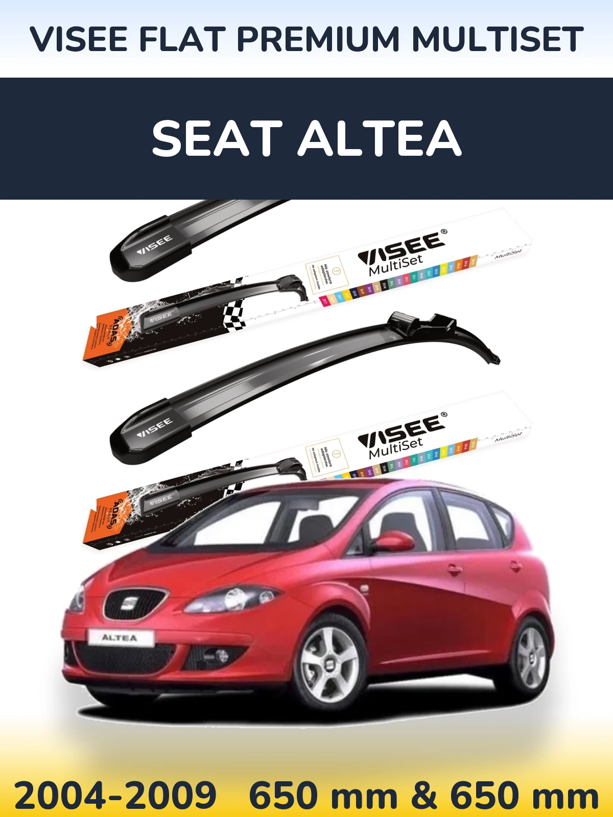 Torkarblad VISEE FLAT PREMIUM MultiSet för SEAT Altea
