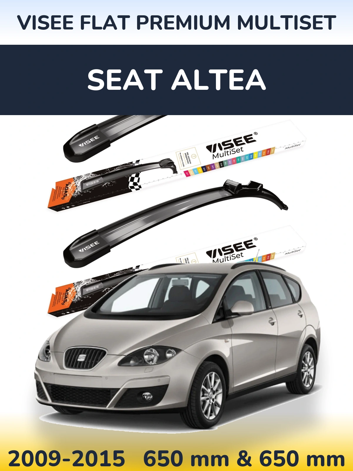 Torkarblad VISEE FLAT PREMIUM MultiSet för SEAT Altea