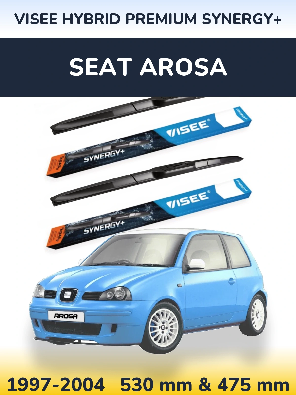 Комплект передних дворников VISEE HYBRID PREMIUM SYNERGY+ 530 & 475 мм для SEAT Arosa 1997-2004