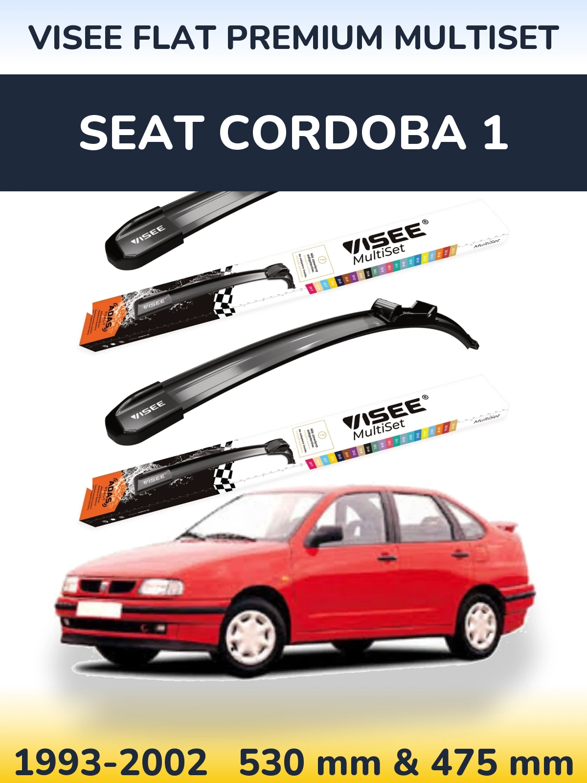 Torkarblad VISEE FLAT PREMIUM MultiSet för SEAT Cordoba 1
