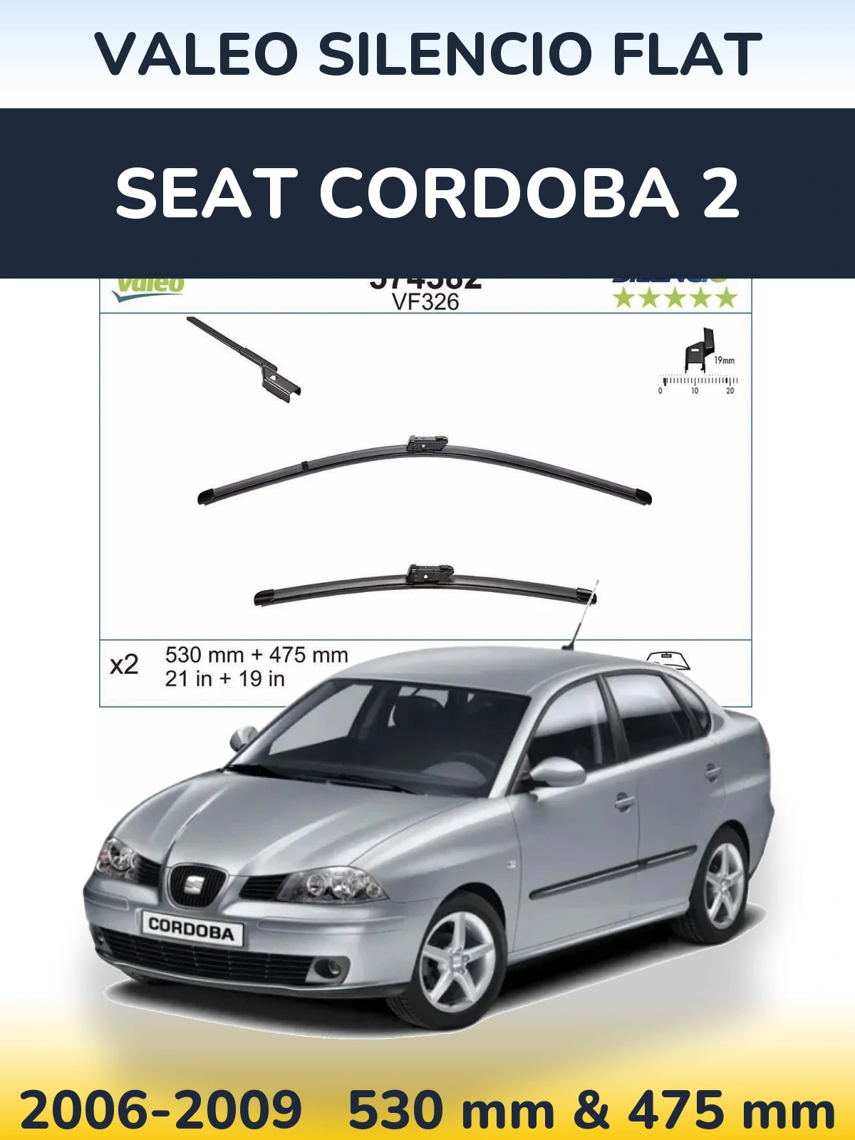 Torkarblad Valeo Silencio Flat för SEAT Cordoba 2