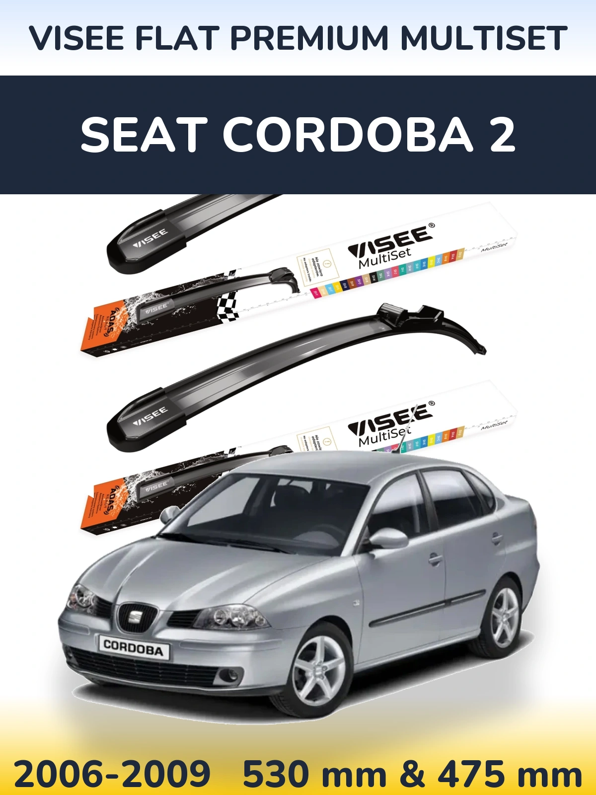 Torkarblad VISEE FLAT PREMIUM MultiSet för SEAT Cordoba 2