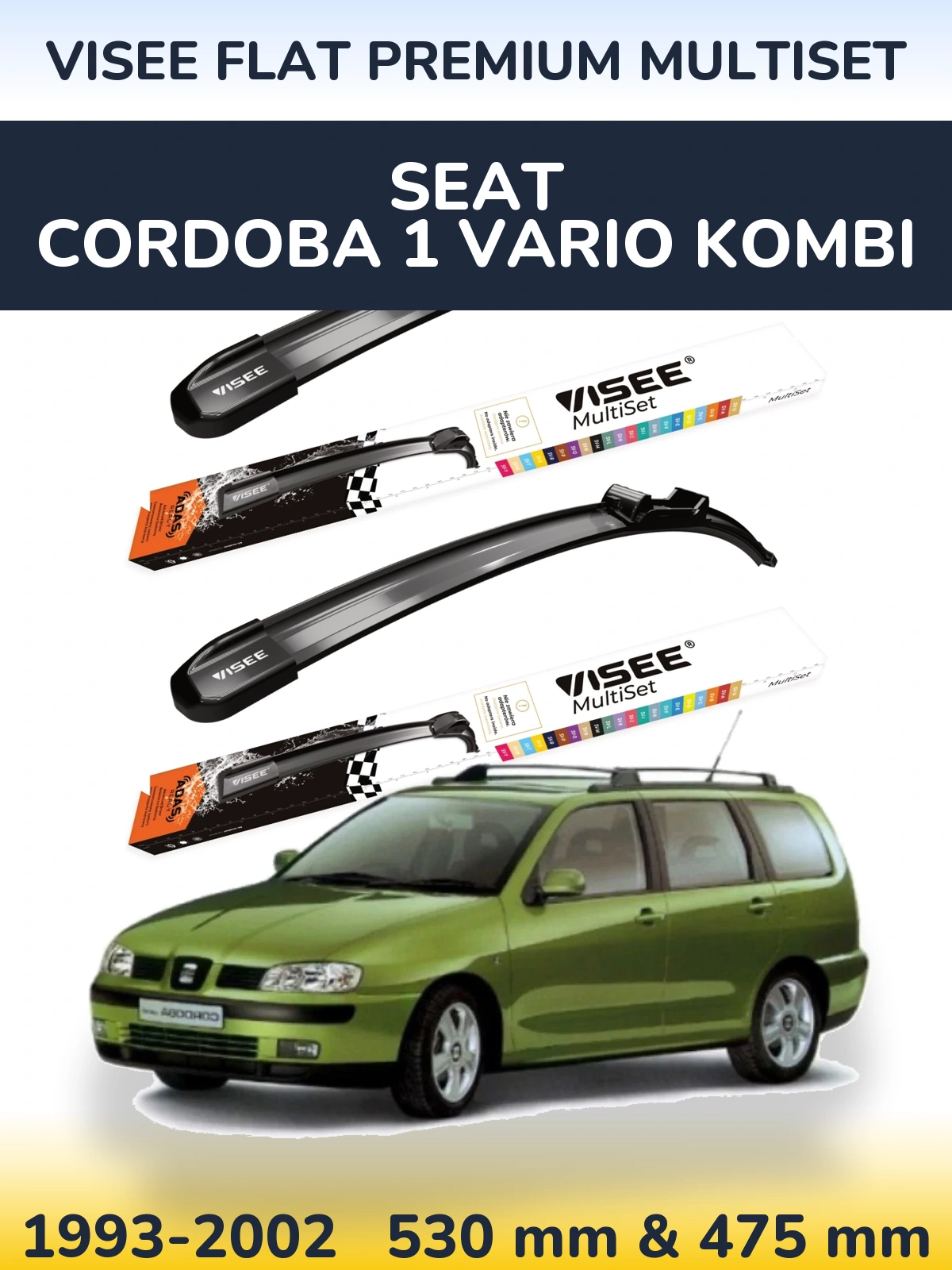 Torkarblad VISEE FLAT PREMIUM MultiSet för SEAT Cordoba 1 Vario kombi