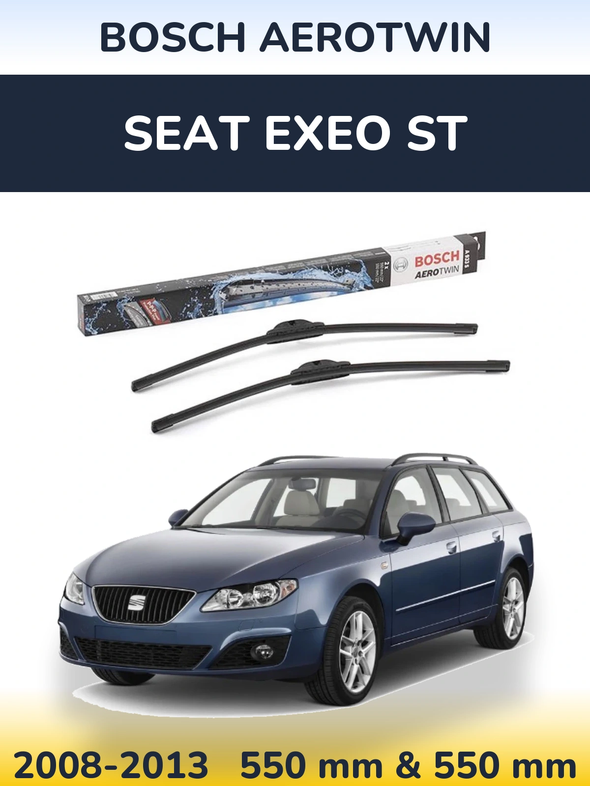 Комплект передних дворников BOSCH AeroTwin 550 & 550 мм для SEAT Exeo ST 2008-2013
