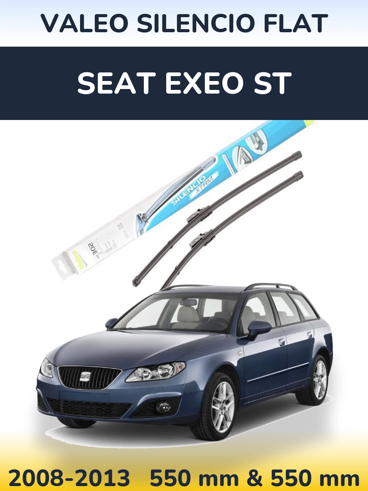Комплект передних дворников Valeo Silencio Flat 550 & 550 мм для SEAT Exeo ST 2008-2013