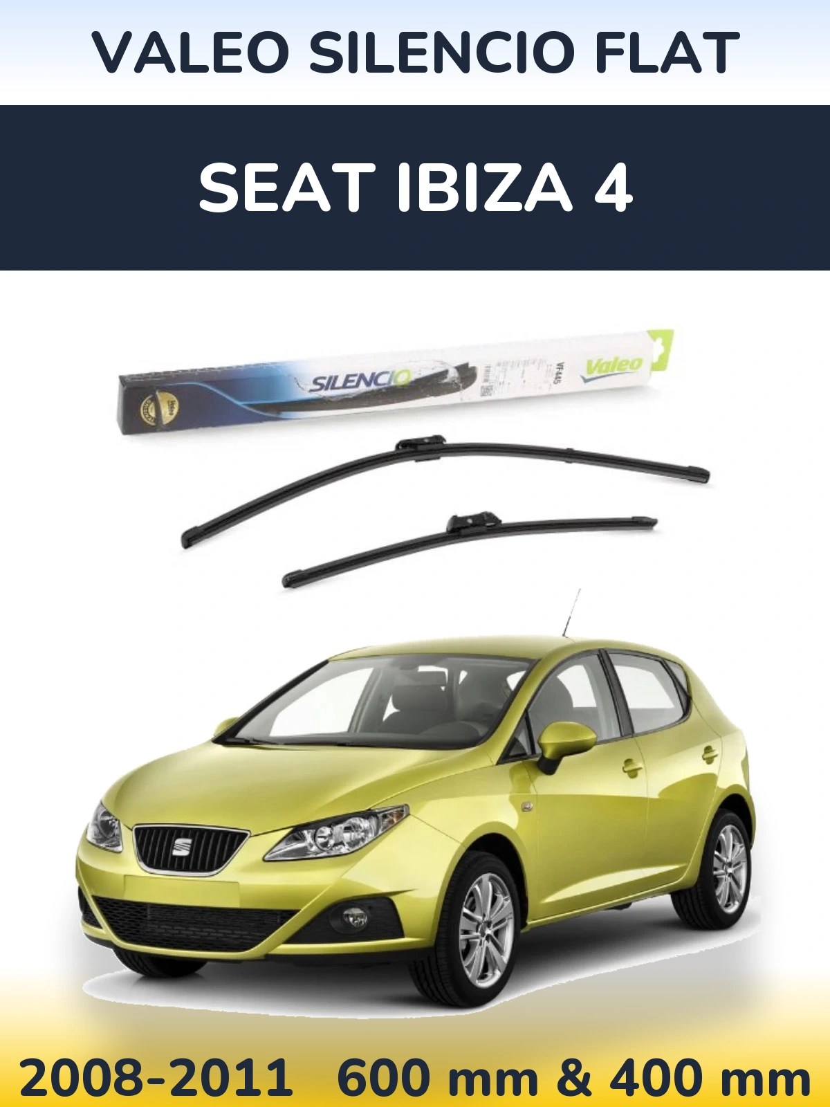 Комплект передних дворников Valeo Silencio Flat 600 & 400 мм для SEAT Ibiza 4 2008-2011