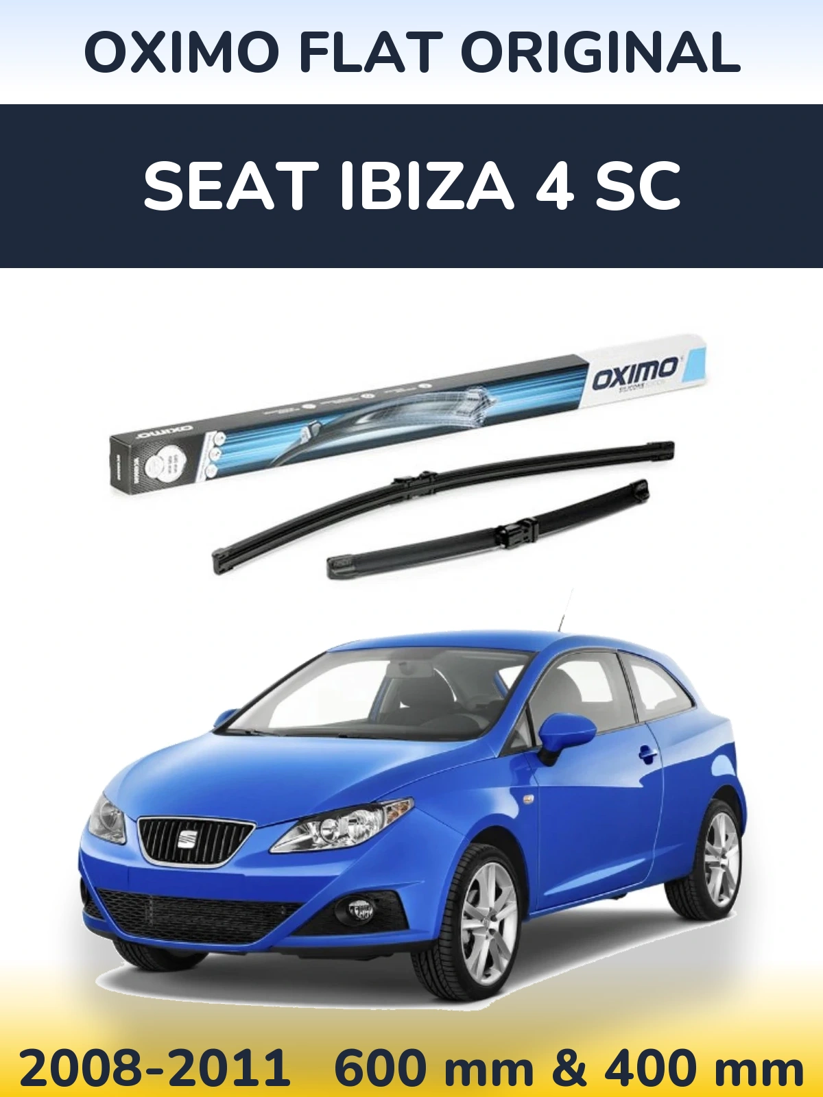 Комплект передних дворников Oximo Flat Original 600 & 400 мм для SEAT Ibiza 4 SC 2008-2011