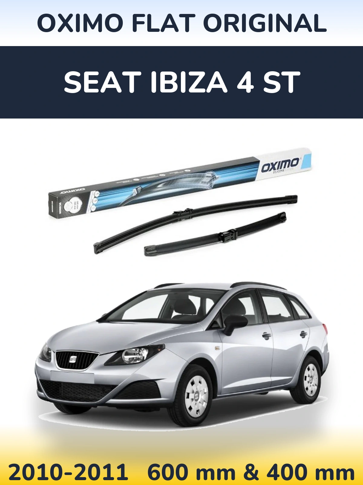 Комплект передних дворников Oximo Flat Original 600 & 400 мм для SEAT Ibiza 4 ST 2010-2011
