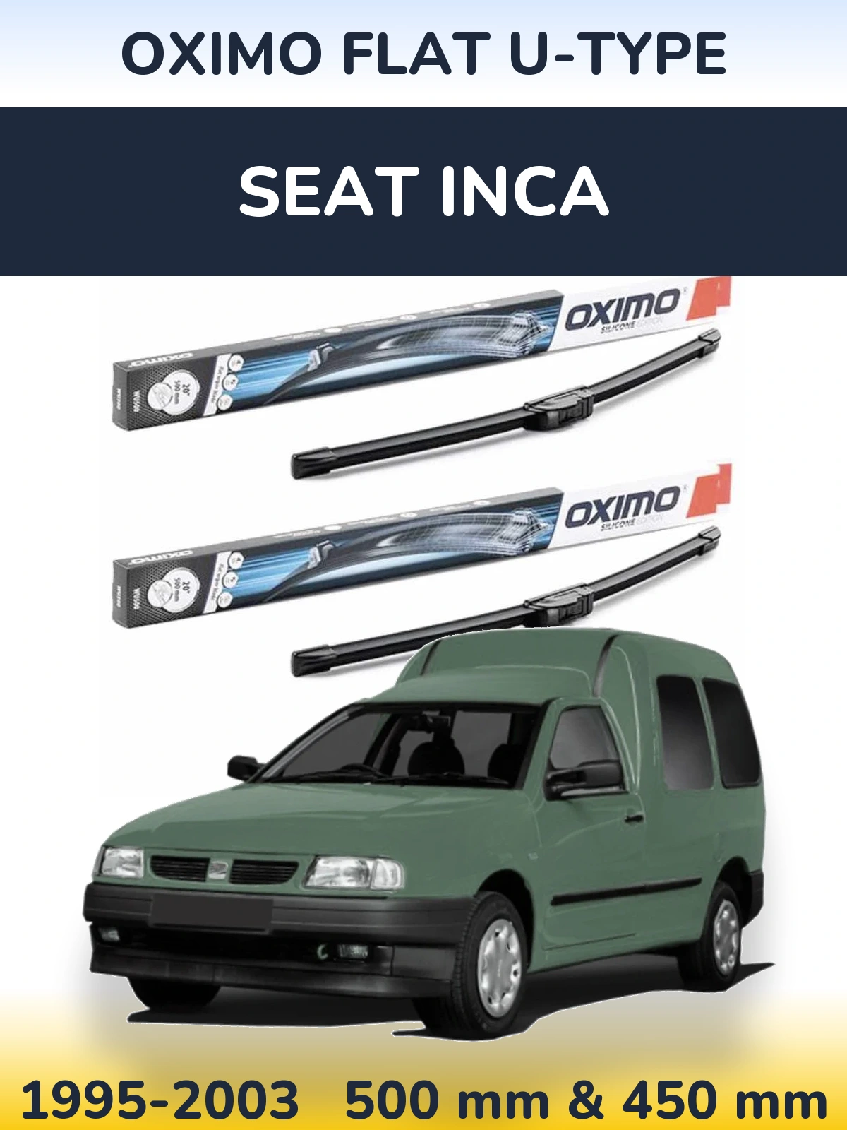 Комплект передних дворников Oximo Flat U-type 500 & 450 мм для SEAT Inca 1995-2003