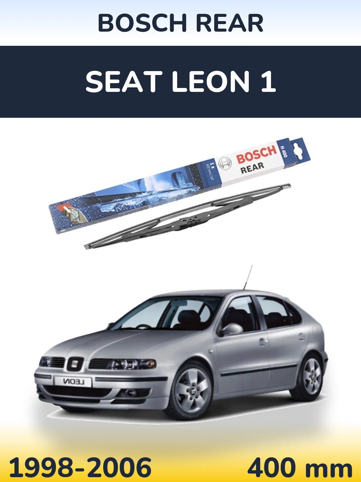 Rear wiper blade BOSCH Rear 400 mm for SEAT Leon 1 1998-2006