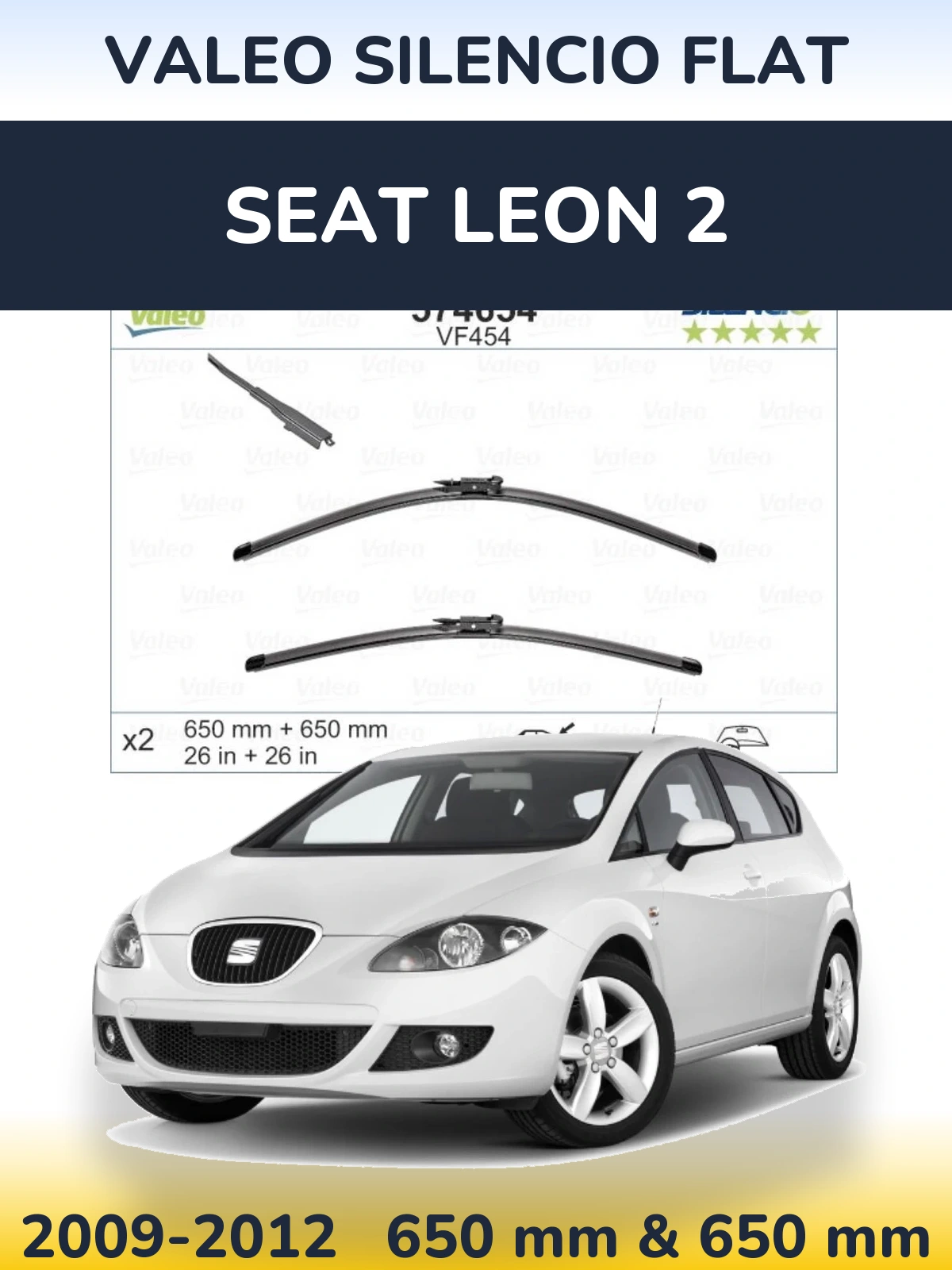 Torkarblad Valeo Silencio Flat för SEAT Leon 2