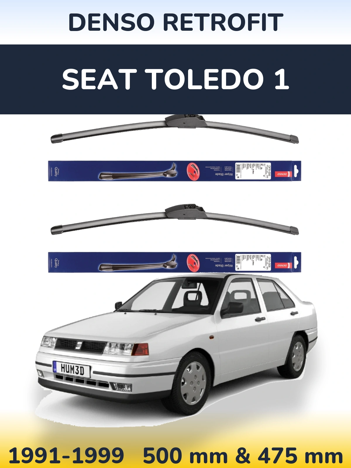 Комплект передніх щіток Denso Retrofit 500 & 475 мм для SEAT Toledo 1 1991-1999