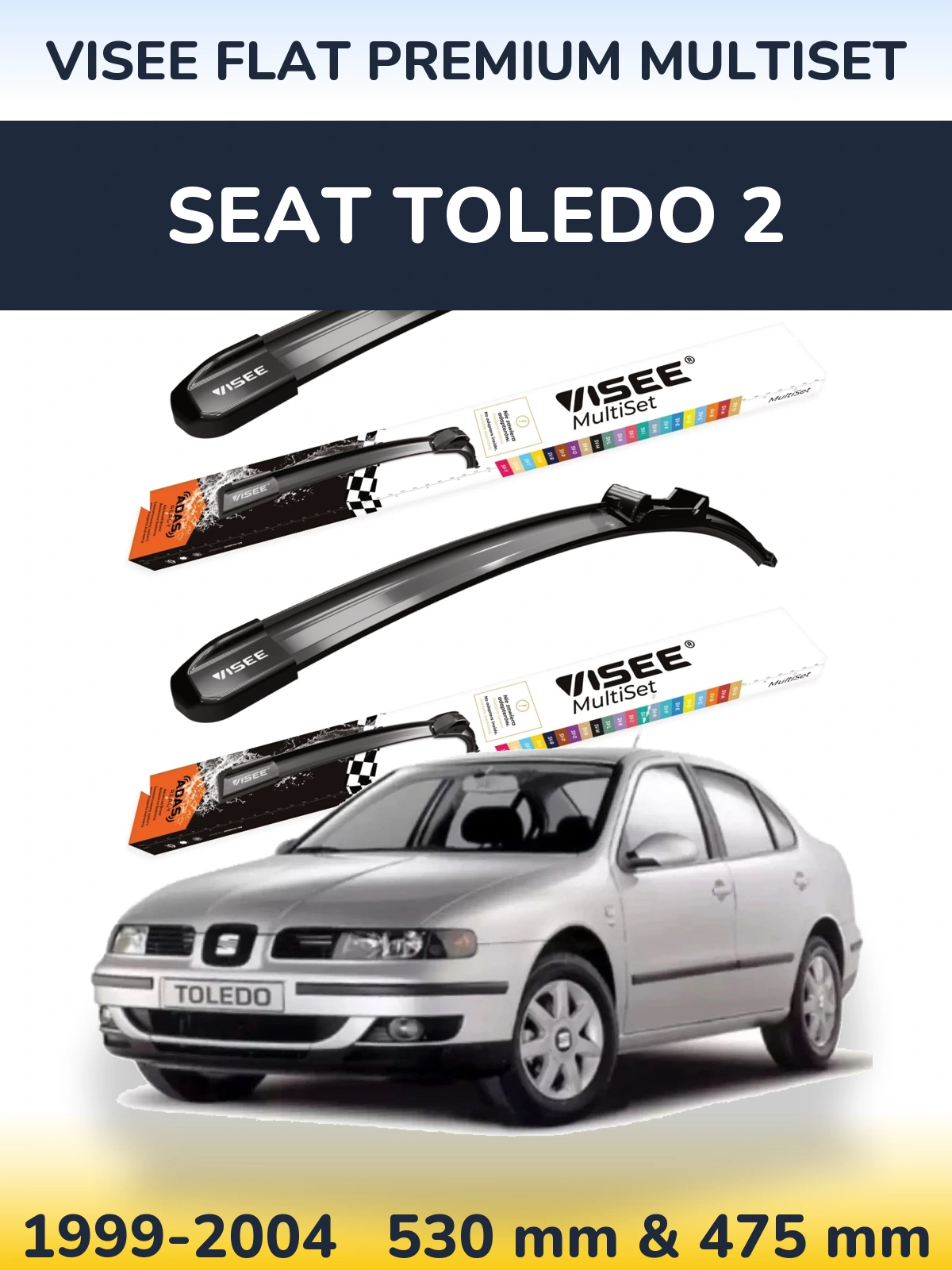 Torkarblad VISEE FLAT PREMIUM MultiSet för SEAT Toledo 2
