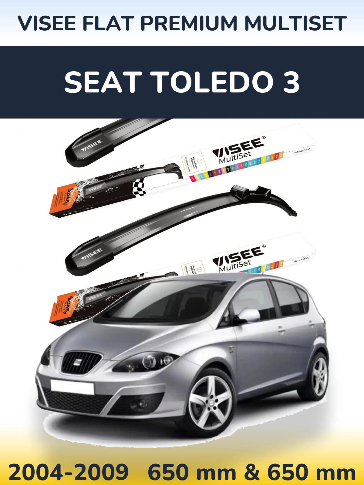 Torkarblad VISEE FLAT PREMIUM MultiSet för SEAT Toledo 3