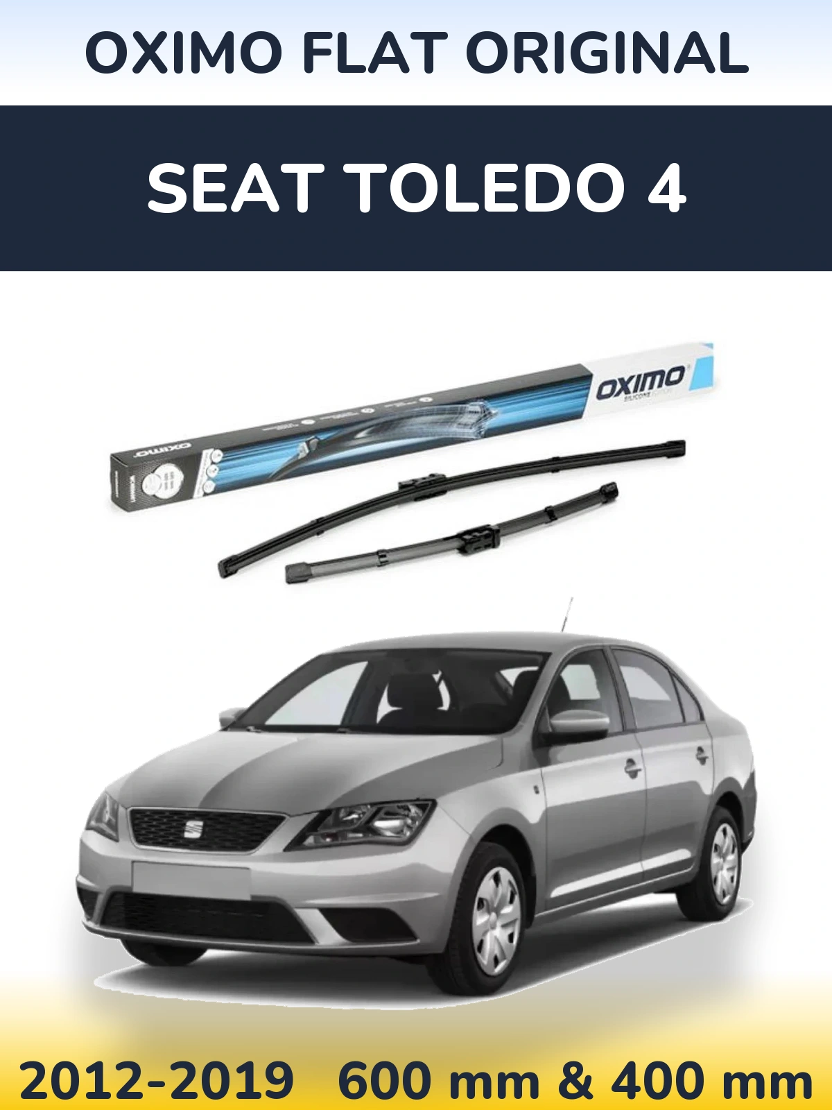 Front wiper blade set Oximo Flat Original 600 & 400 mm for SEAT Toledo 4 2012-2019