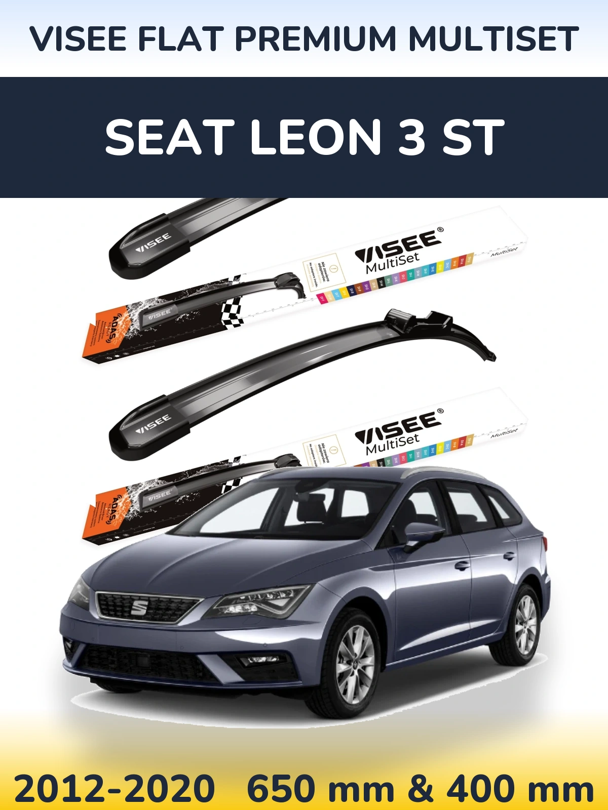 Torkarblad VISEE FLAT PREMIUM MultiSet för SEAT Leon 3 ST