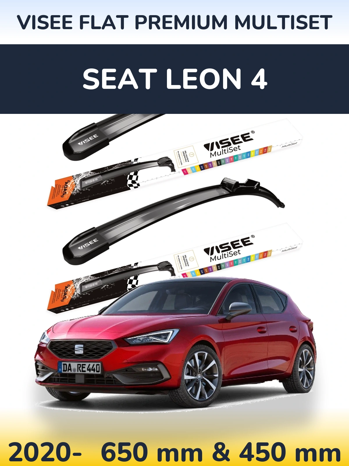 Torkarblad VISEE FLAT PREMIUM MultiSet för SEAT Leon 4
