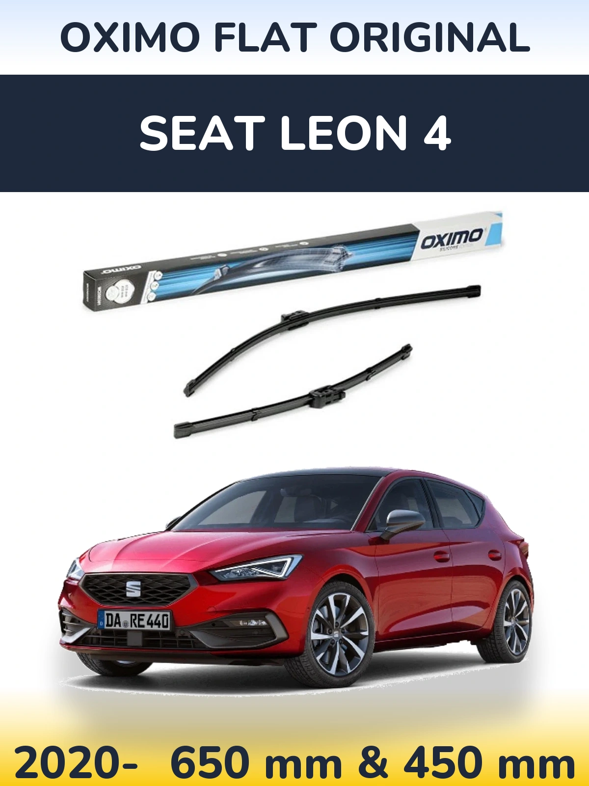 Комплект передних дворников Oximo Flat Original 650 & 450 мм для SEAT Leon 4 2020-2026