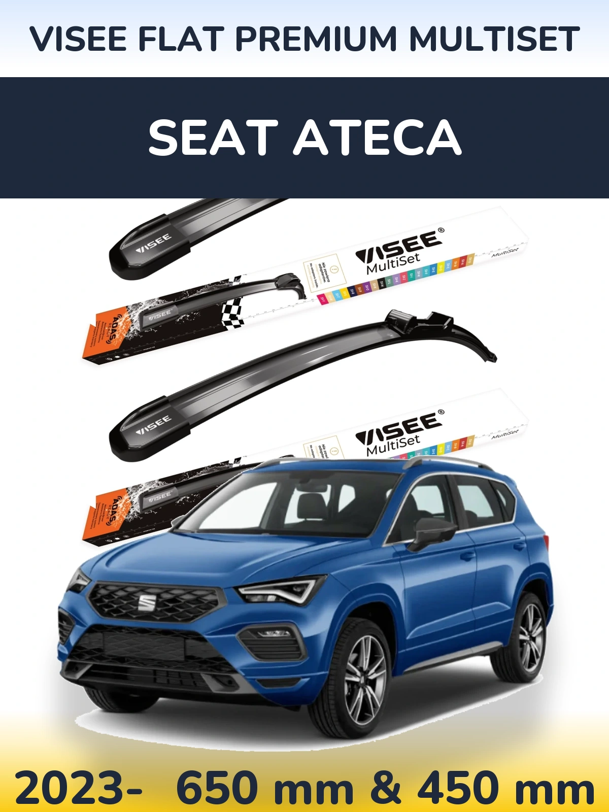 Torkarblad VISEE FLAT PREMIUM MultiSet för SEAT Ateca