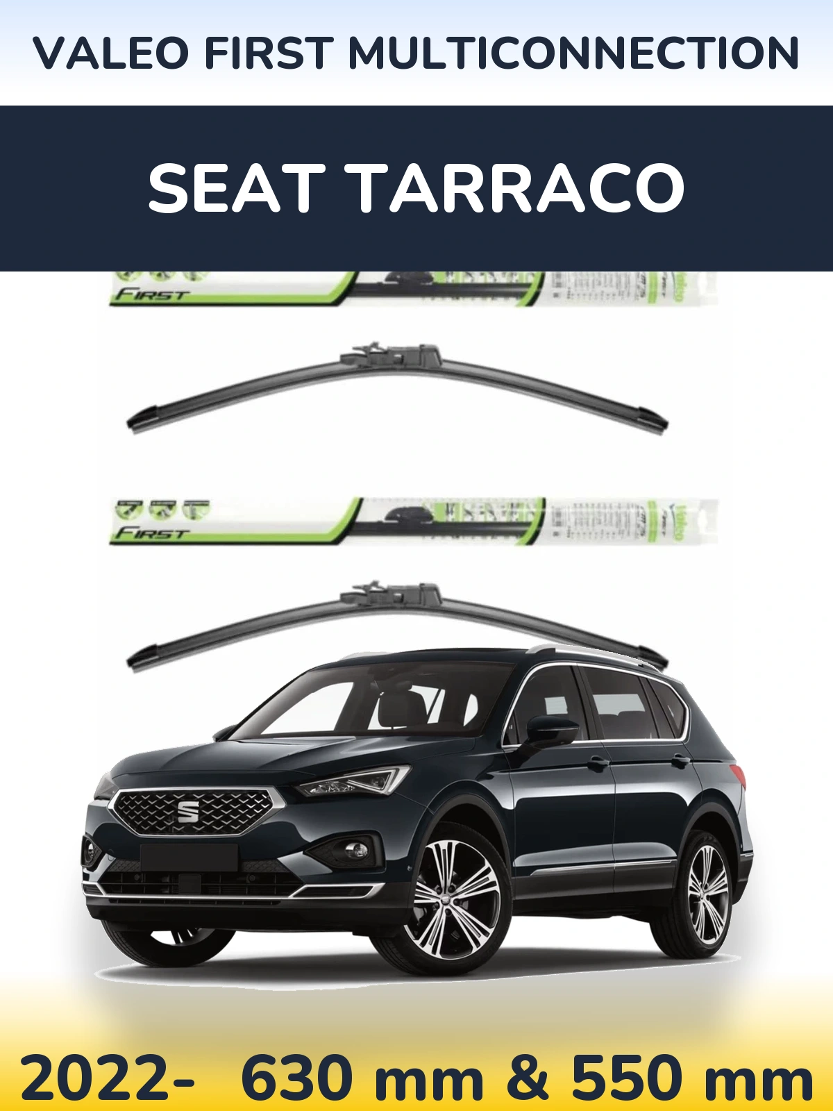 Комплект передних дворников Valeo First MultiConnection 600 & 550 мм для SEAT Tarraco 2022-2026