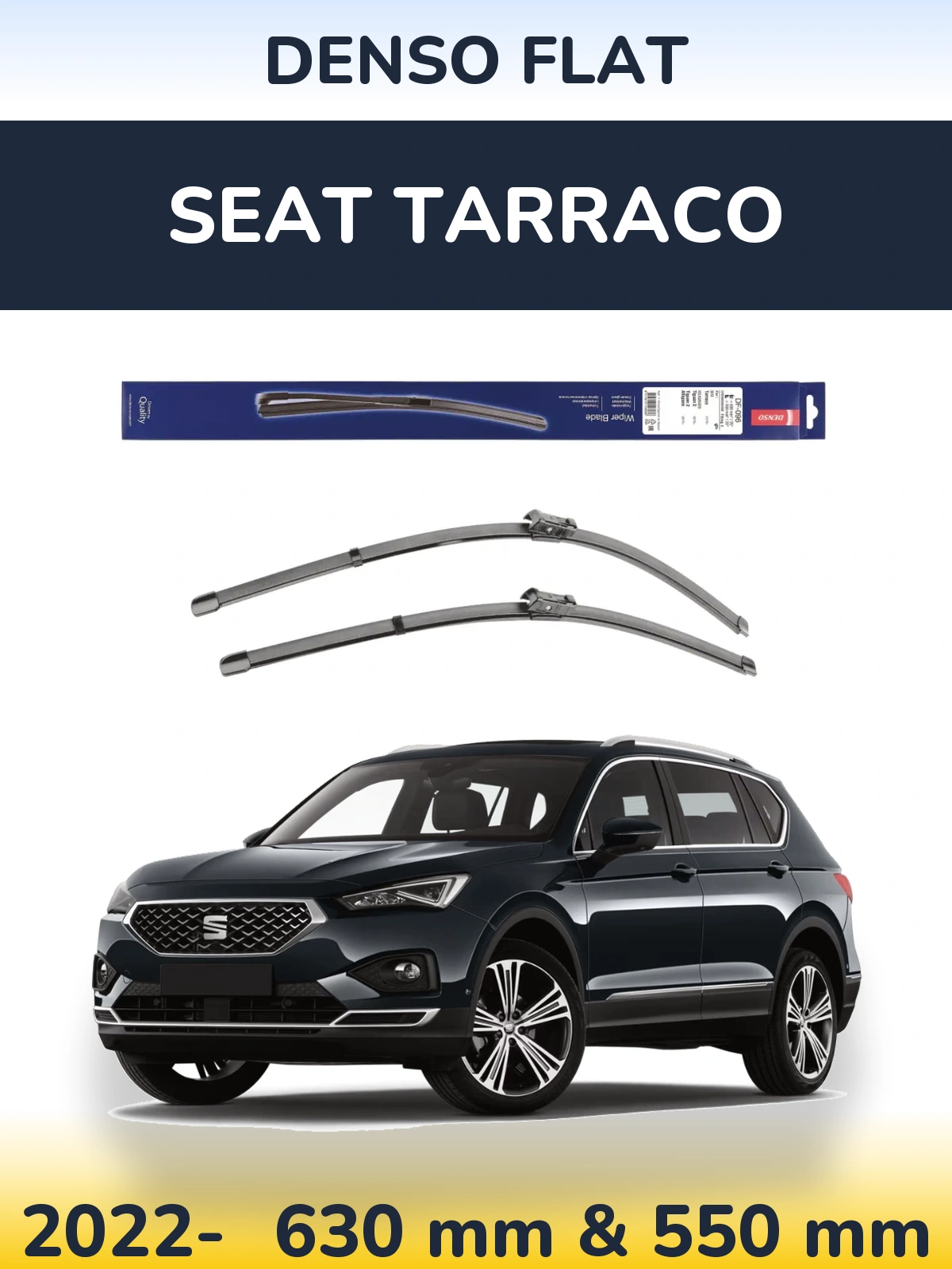 Комплект передних дворников Denso Flat 630 & 550 мм для SEAT Tarraco 2022-2026