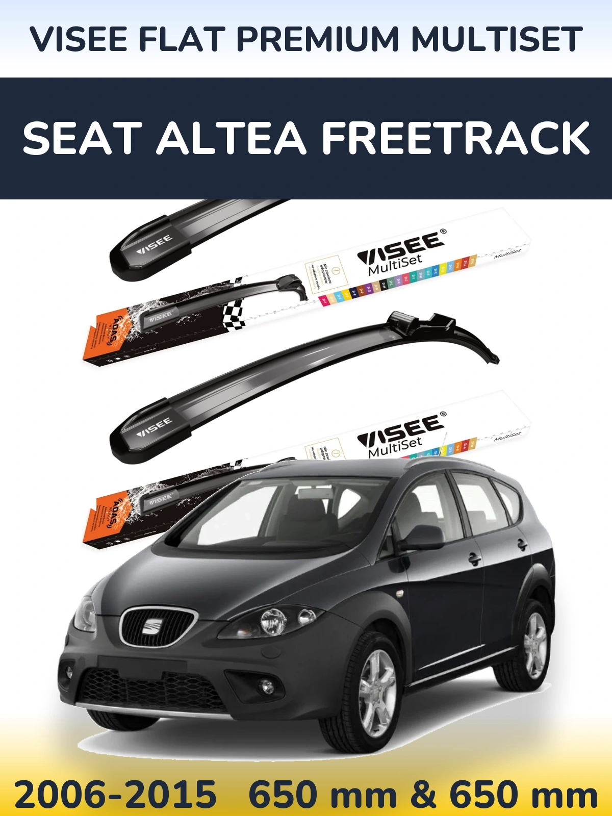 Torkarblad VISEE FLAT PREMIUM MultiSet för SEAT Altea Freetrack