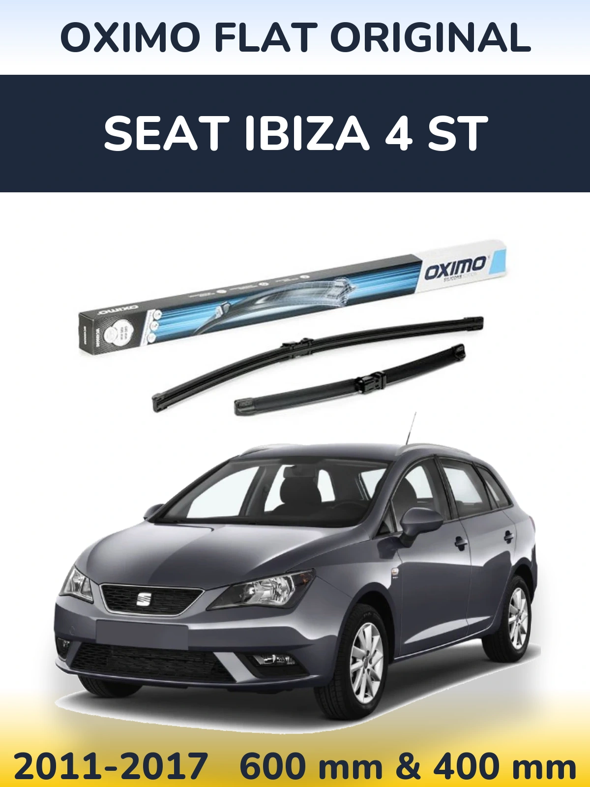 Комплект передних дворников Oximo Flat Original 600 & 400 мм для SEAT Ibiza 4 ST 2011-2017