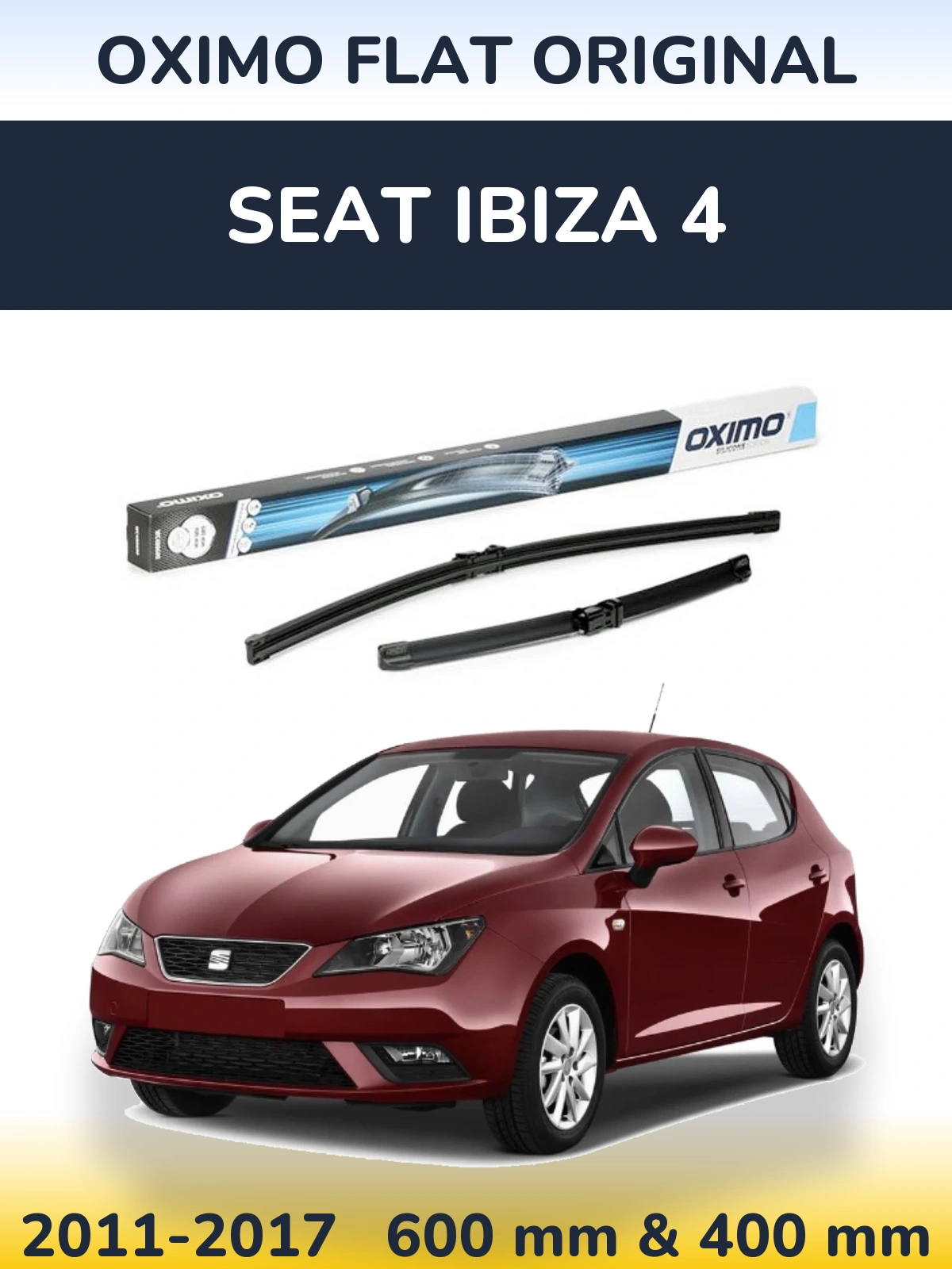 Комплект передних дворников Oximo Flat Original 600 & 400 мм для SEAT Ibiza 4 2011-2017