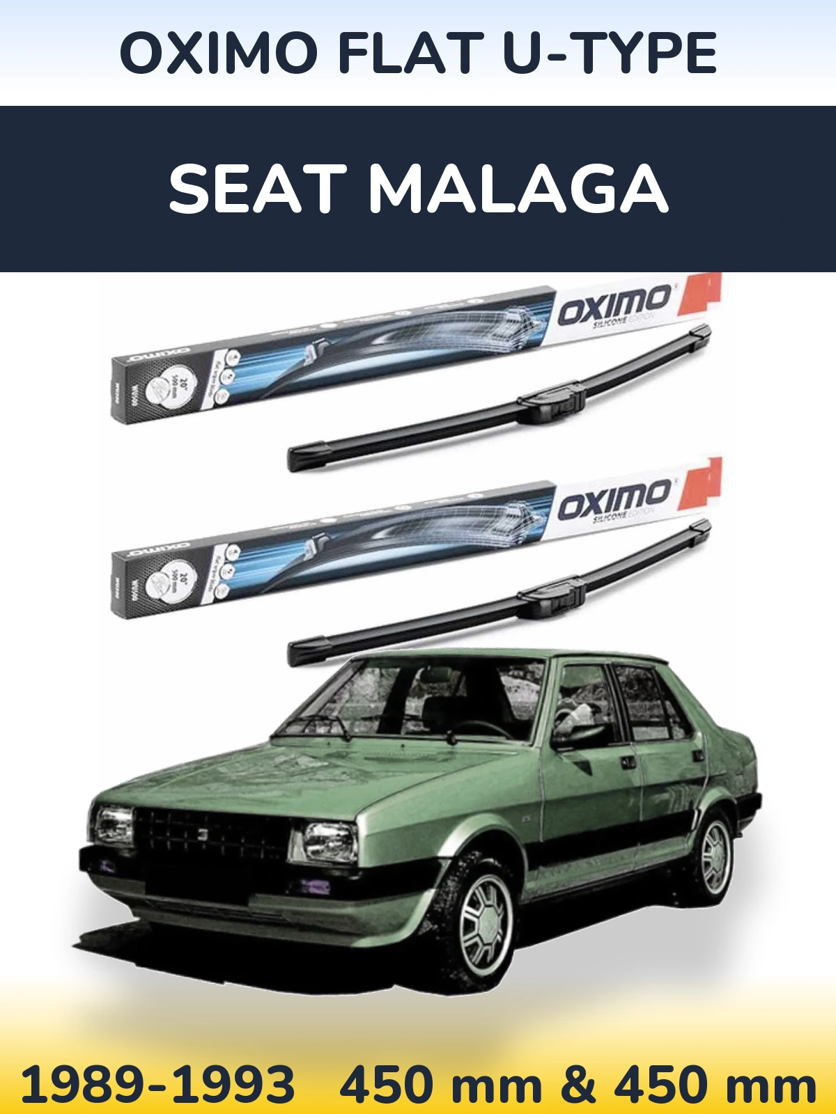 Комплект передних дворников Oximo Flat U-type 450 & 450 мм для SEAT Malaga 1989-1993