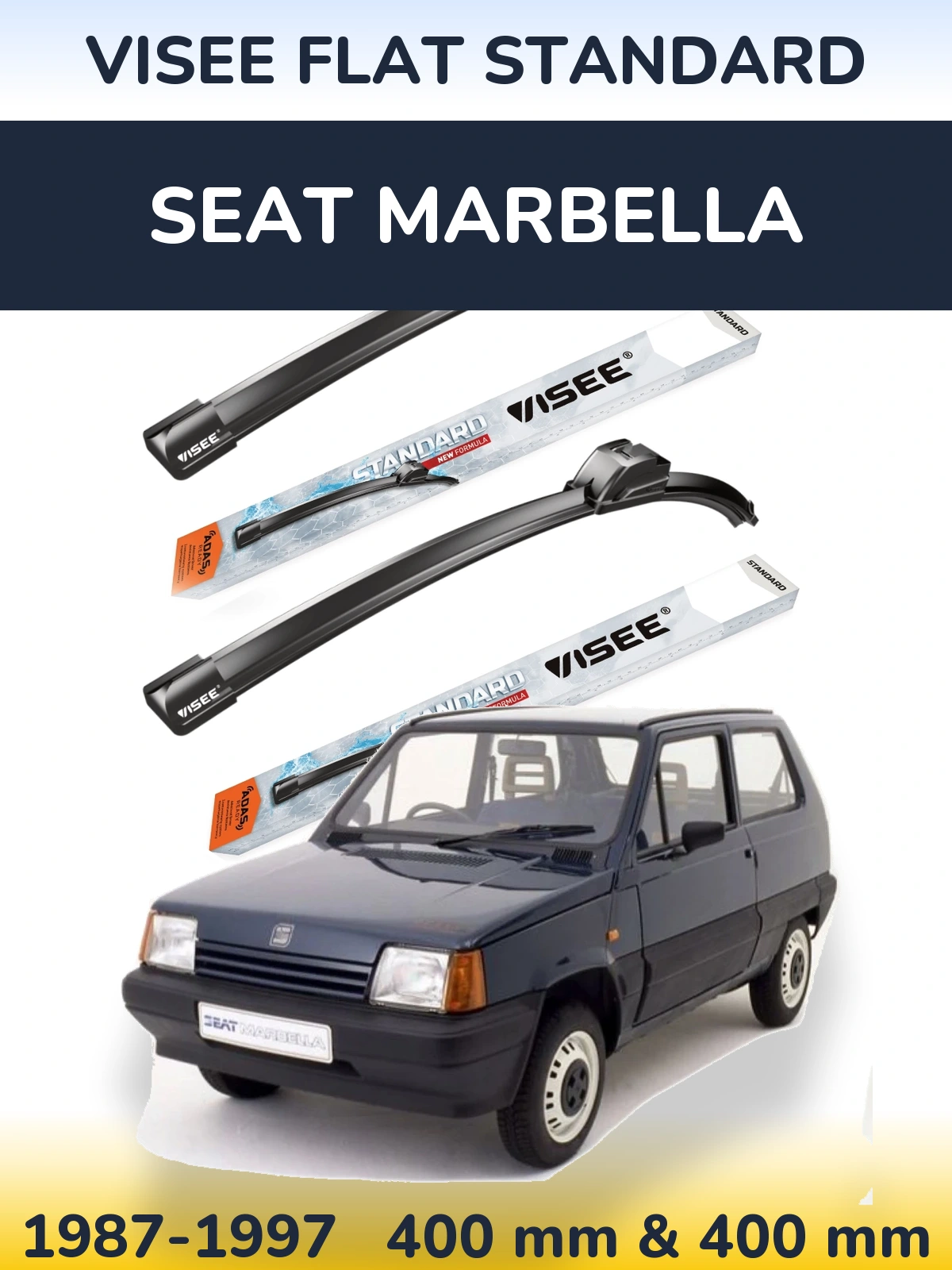 Комплект передних дворников VISEE FLAT STANDARD 400 & 400 мм для SEAT Marbella 1987-1997