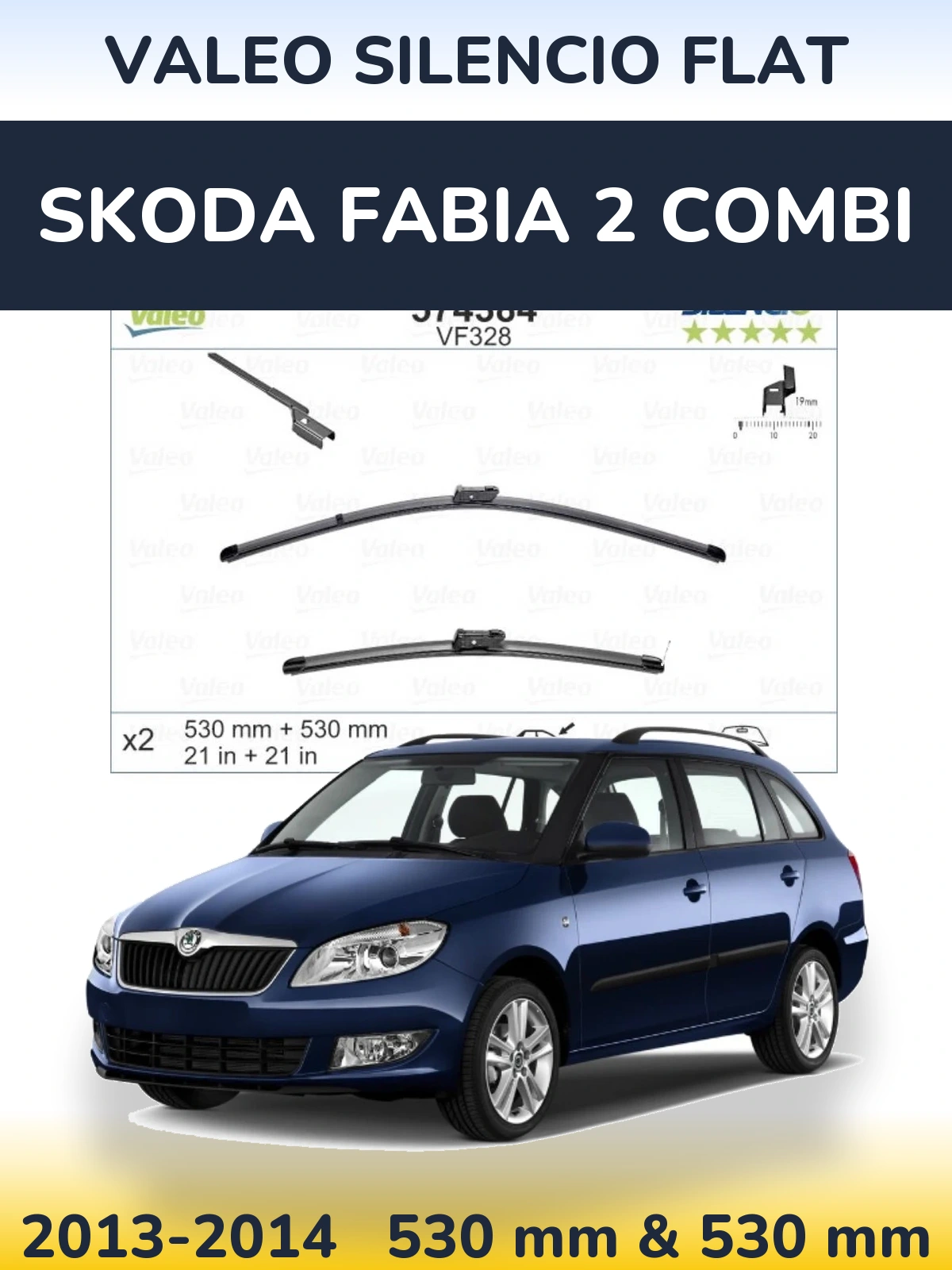 Torkarblad Valeo Silencio Flat för Skoda Fabia 2 Combi