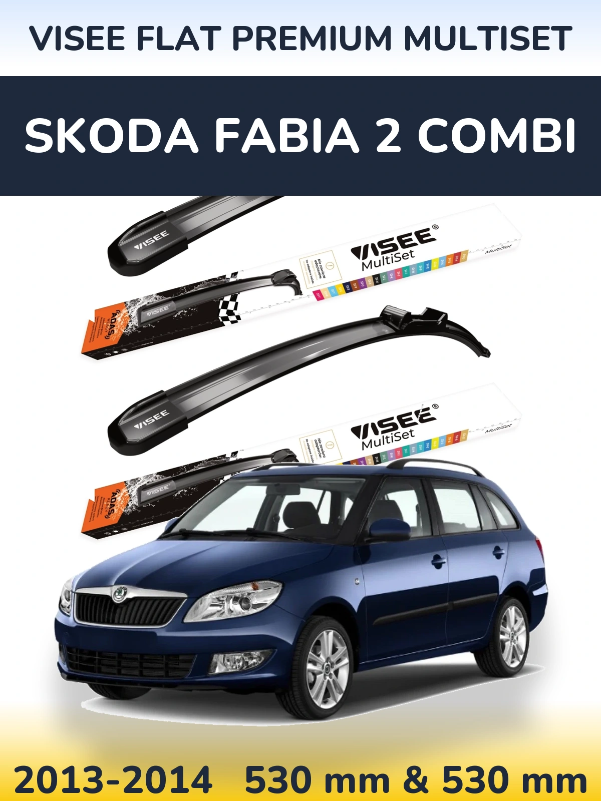 Torkarblad VISEE FLAT PREMIUM MultiSet för Skoda Fabia 2 Combi