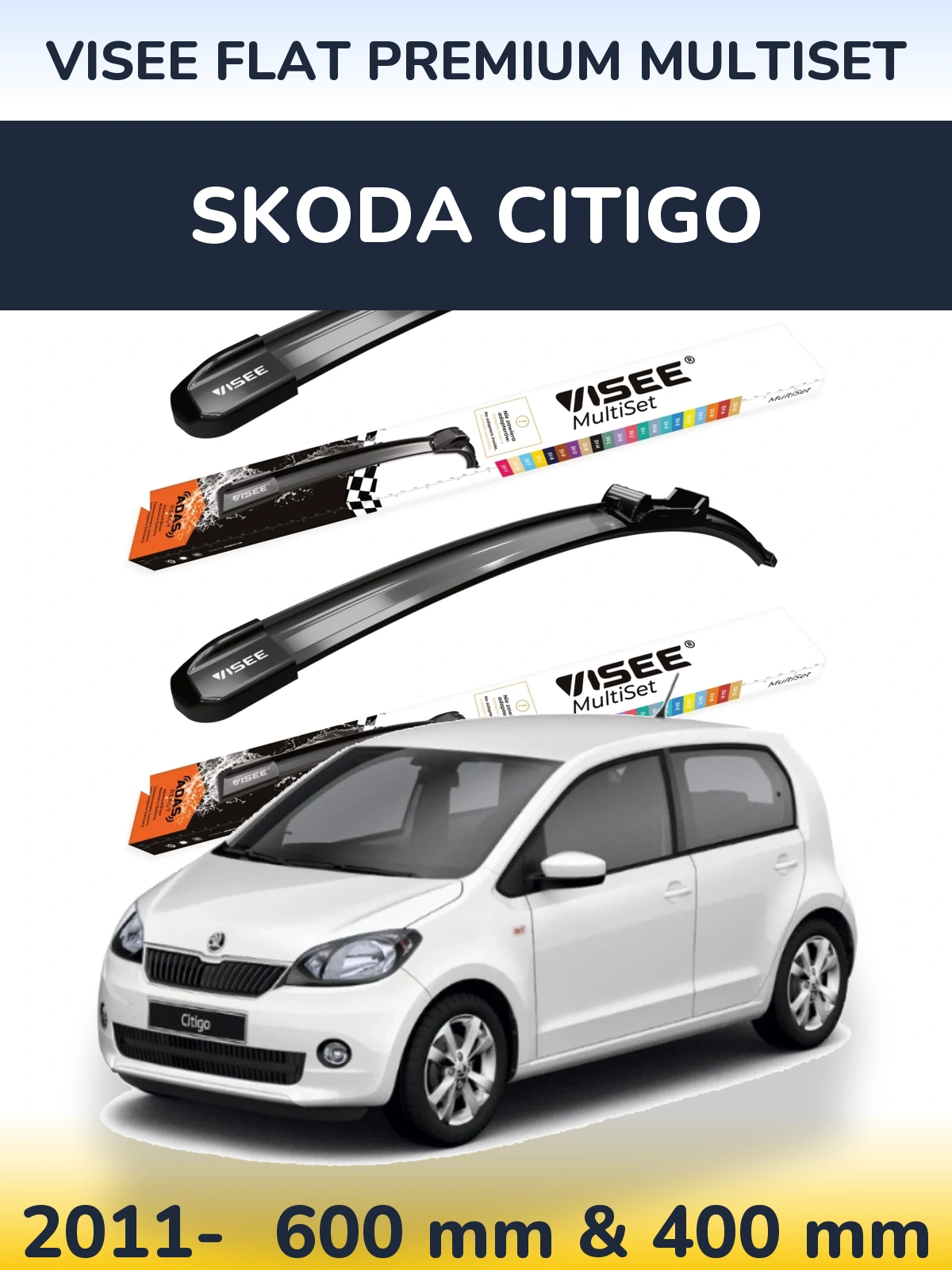 Torkarblad VISEE FLAT PREMIUM MultiSet för Skoda Citigo