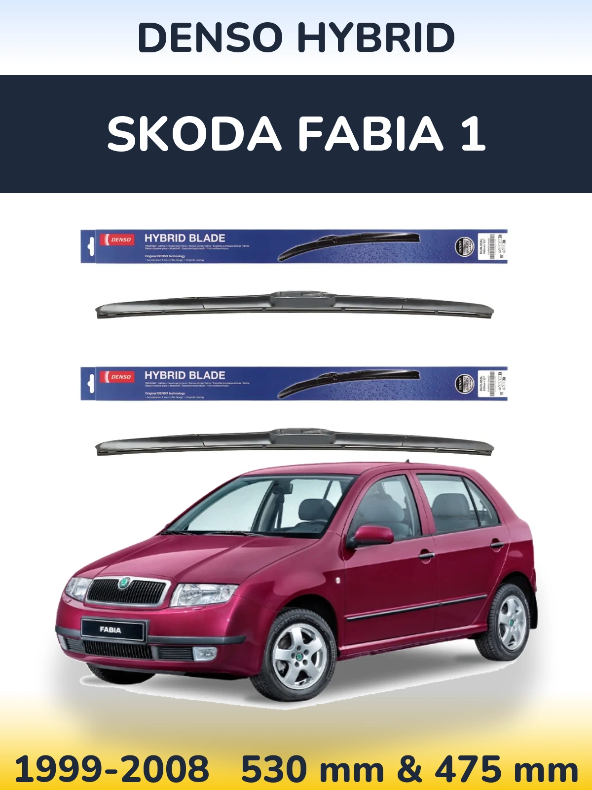 Torkarblad Denso Hybrid för Skoda Fabia 1