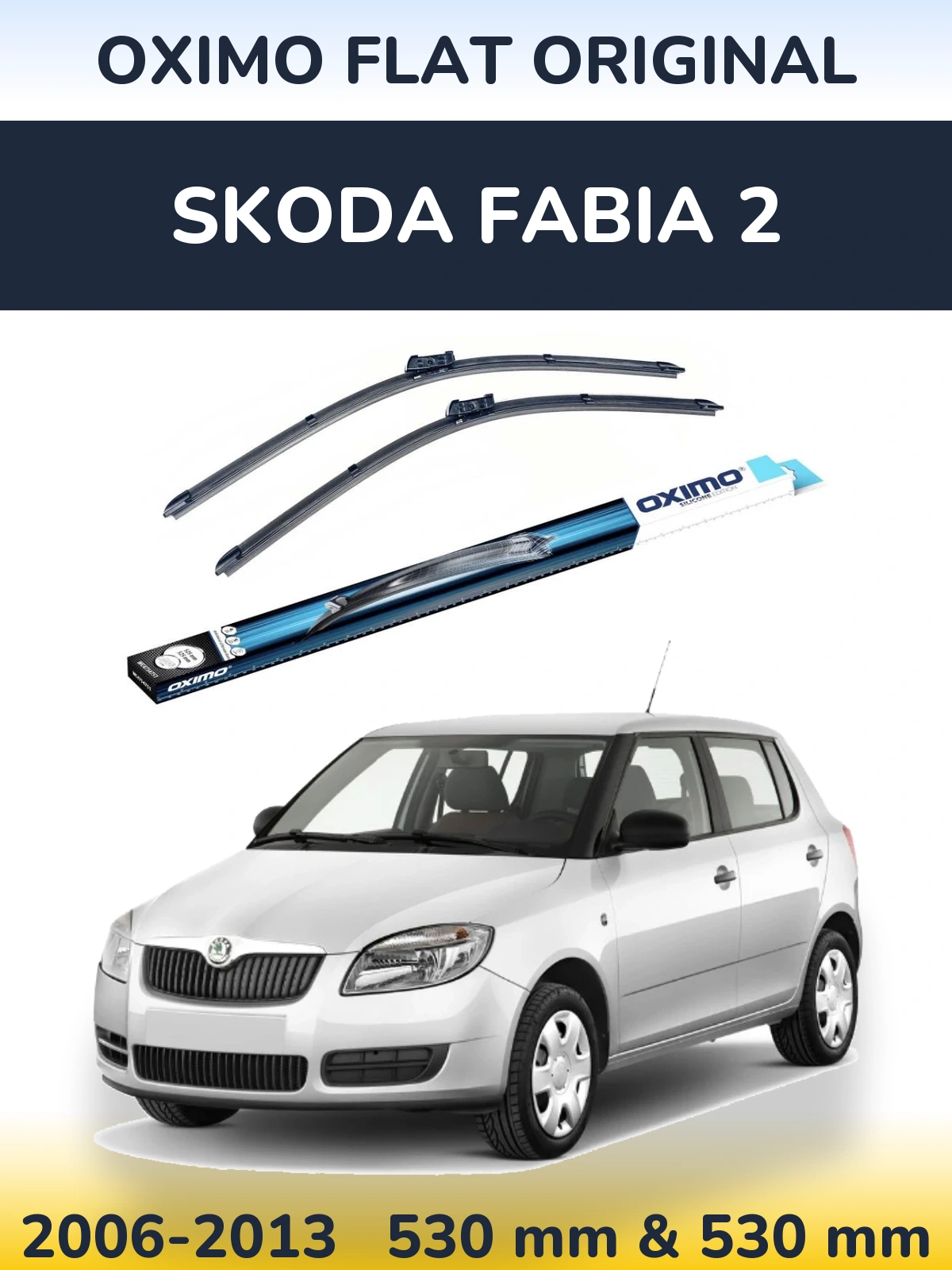 Комплект передних дворников Oximo Flat Original 530 & 530 мм для Skoda Fabia 2 2006-2013