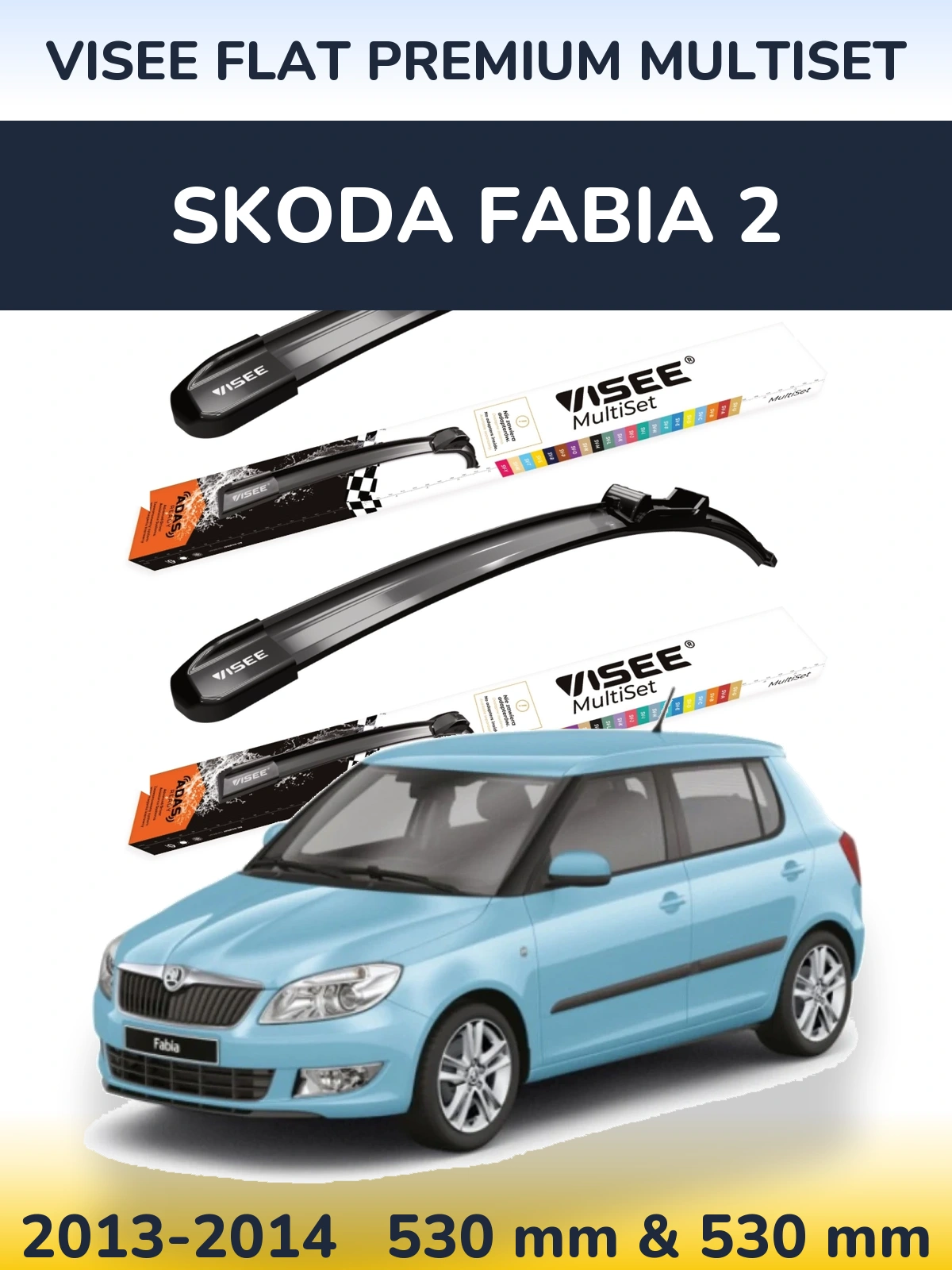 Torkarblad VISEE FLAT PREMIUM MultiSet för Skoda Fabia 2