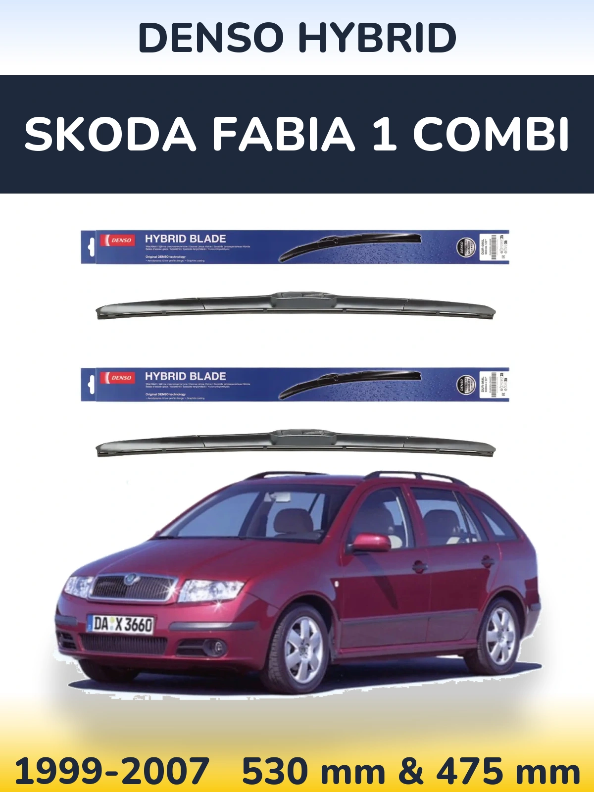 Torkarblad Denso Hybrid för Skoda Fabia 1 Combi