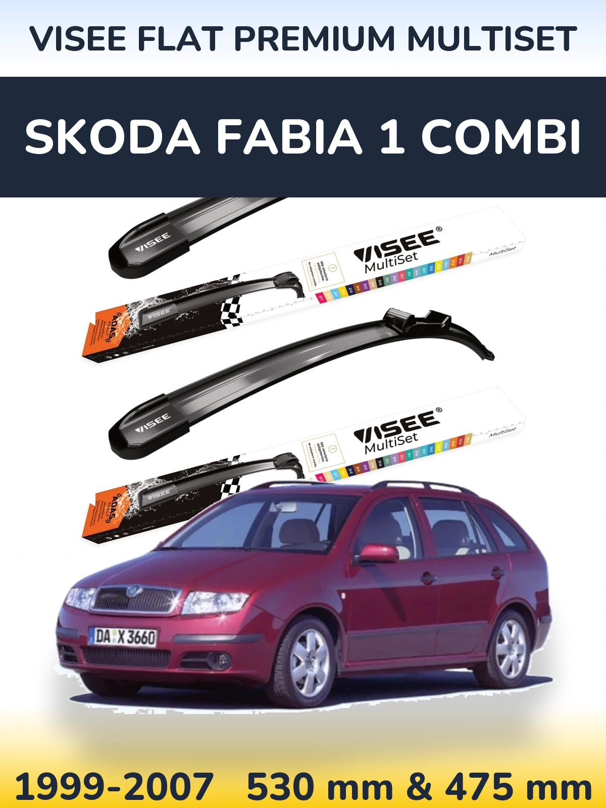 Torkarblad VISEE FLAT PREMIUM MultiSet för Skoda Fabia 1 Combi