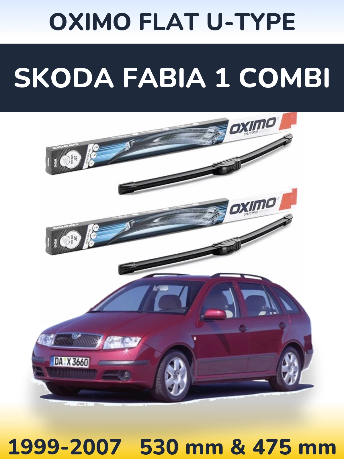 Torkarblad Oximo Flat U-type för Skoda Fabia 1 Combi